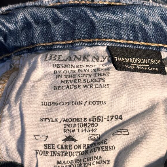 BLANKNYC The Madison Crop Distressed High-Rise Medium Wash Straight Jeans 25 - Picture 7 of 10